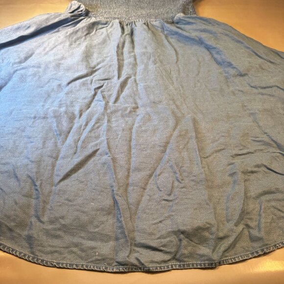 Torrid Babydoll Chambray Mini Dress Women Crinkle  Smocked Off Shoulder A Line - Picture 3 of 16